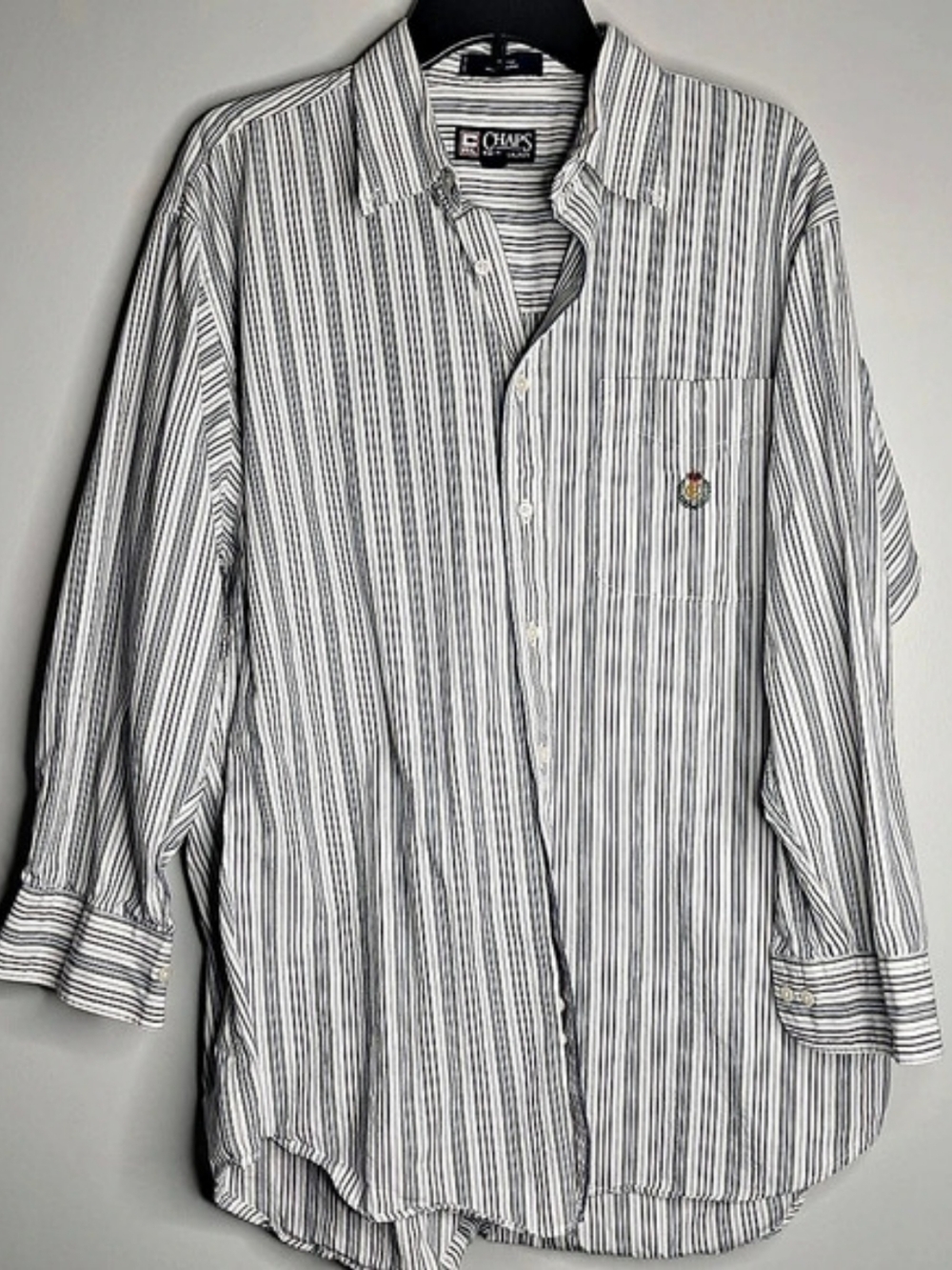 Chaps Ralph Lauren Men's Striped Cotton Shirt Size 17 Like New